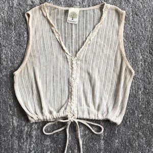 Knit Drawstring Crop Top